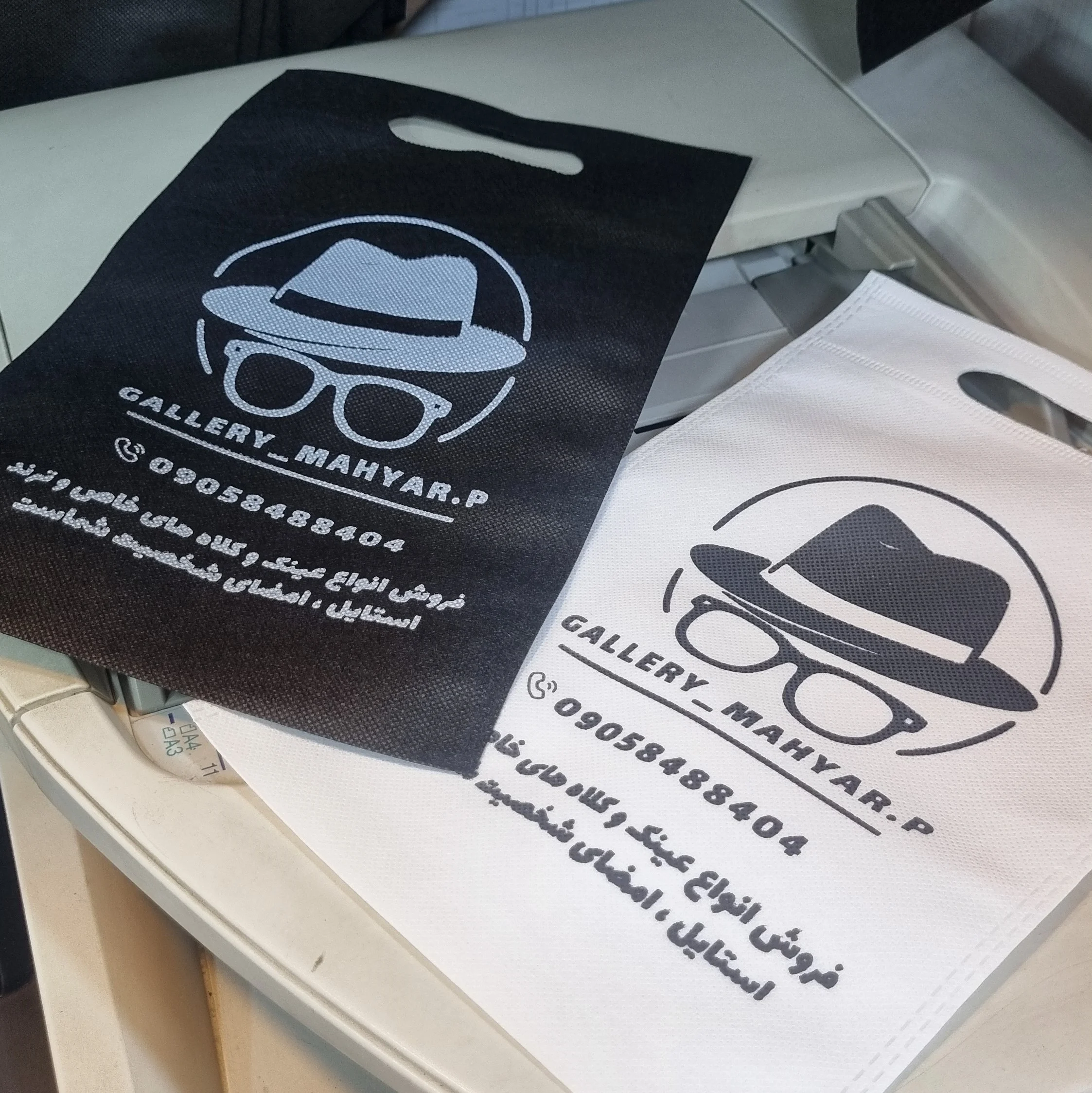 بگ شاپ پارچه ای چاپی خرید ساک دستی پارچه ای سفید و مشکی